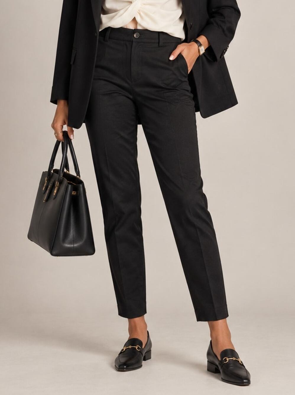 Emporio Armani Womens Wool Slim Cigarette Dress Pants Small Black Office Career